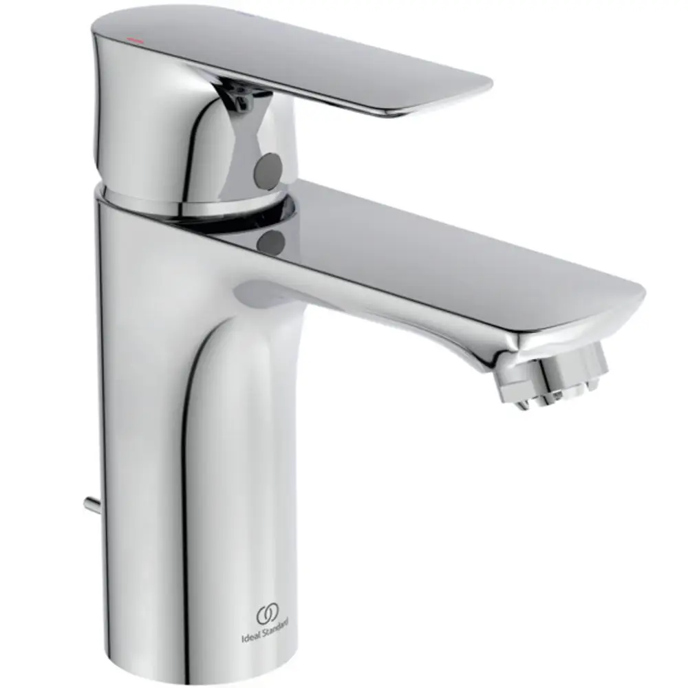 Waschbeckenarmatur aus Chrom mit Hebelgriff und Auslauf. Design von Ideal Standard. Geeignet für Montage an Waschbecken.